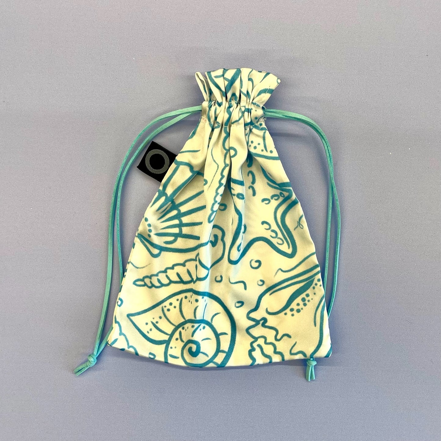 White Seashell Silk Drawstring Pouch