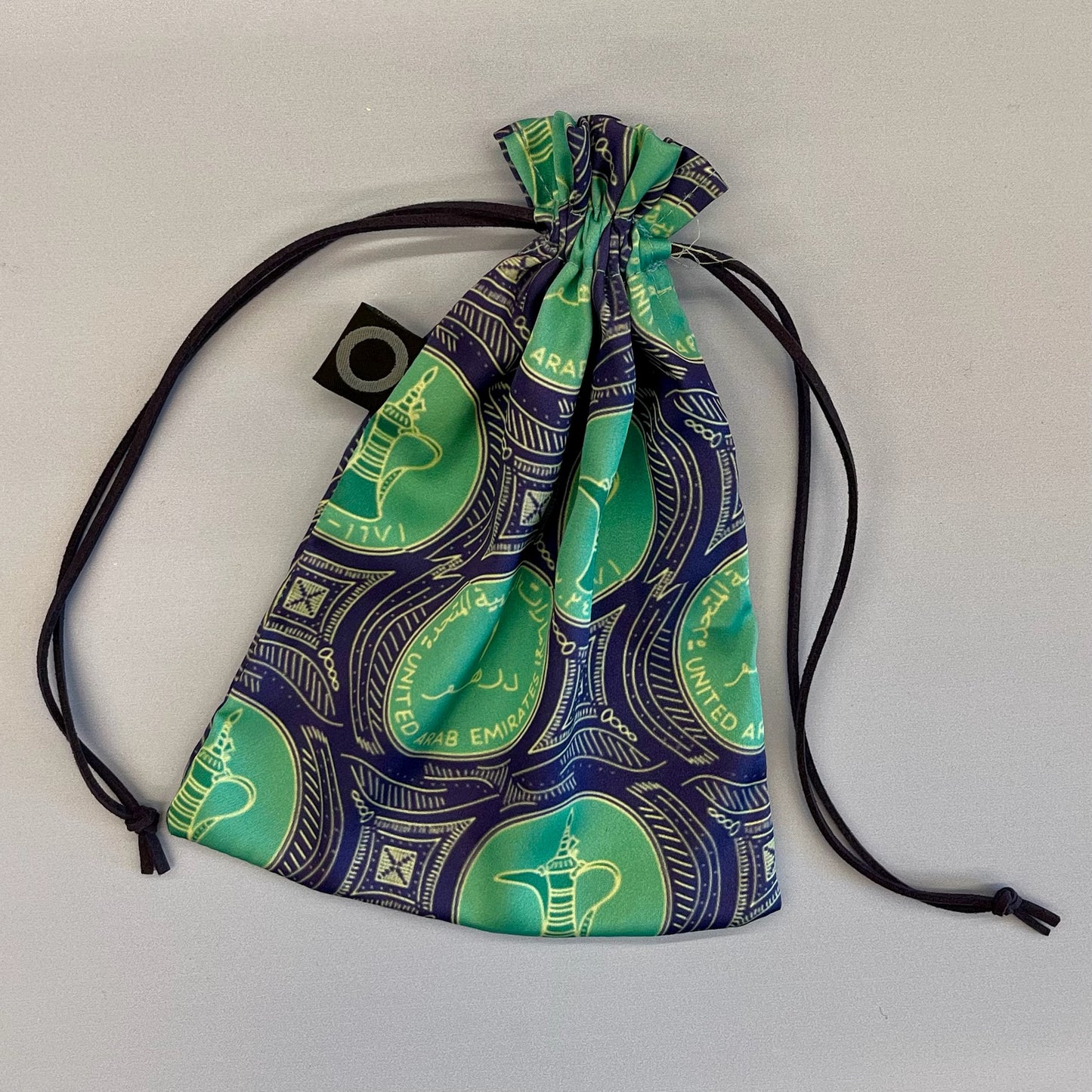 Blue Dirham Silk Drawstring Pouch