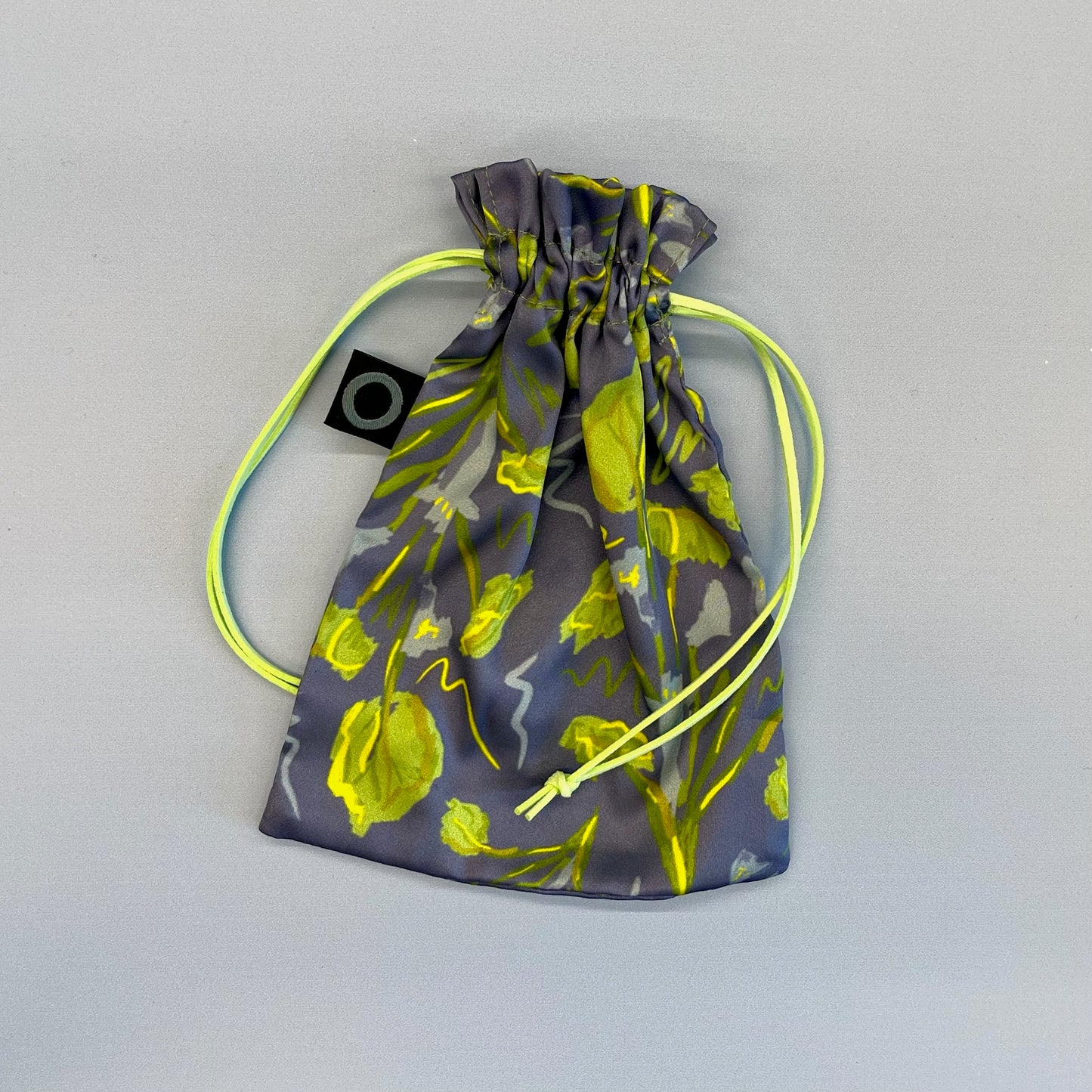 Purple Wildflower Silk Drawstring Pouch