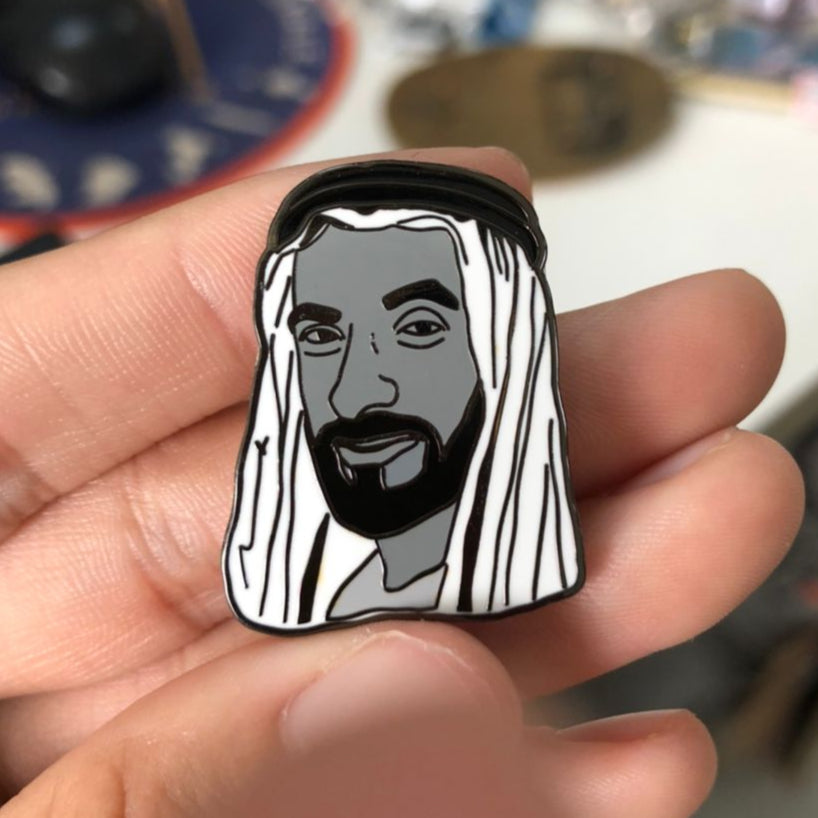 Sheikh Zayed B&W Enamel Sticker