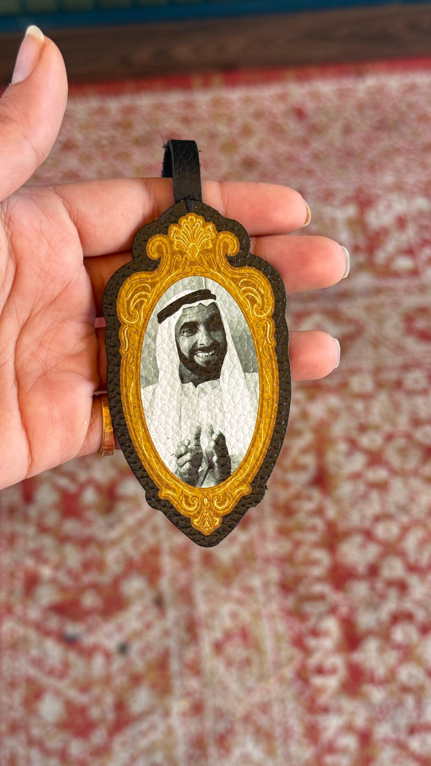 Baba Zayed Frame Leather Charm